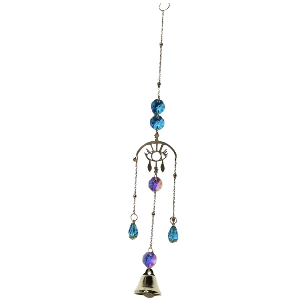 Hanging Evil Eye Wind Chime with Bell iridescent